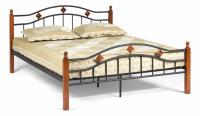 Кровать AT-126 Wood slat base дерево гевея/металл, 160*200 см (Queen bed), красный дуб/черный