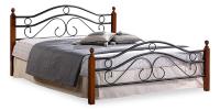 Кровать AT-803 дерево гевея/металл, 140*200 см (Double bed), красный дуб/черный. Фото №1