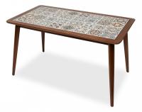 CT3052 Tanger стол с плиткой дерево гевея/плитка, 74*134*75см, Тёмный Дуб, рисунок - марокко
