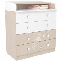 Комод пеленальный Polini kids French 1580 Amis, древесина коричневая светлая дуб. Фото №1