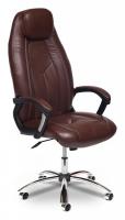 Компьютерное кресло BOSS (хром) кож/зам, коричневый/коричневый перфорированный, 2 TONE/2 TONE /06