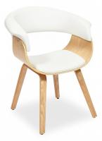 Стул VIMTA (mod.8021) дерево / экокожа, 69х56х77 см, натуральный/белый. Фото №1