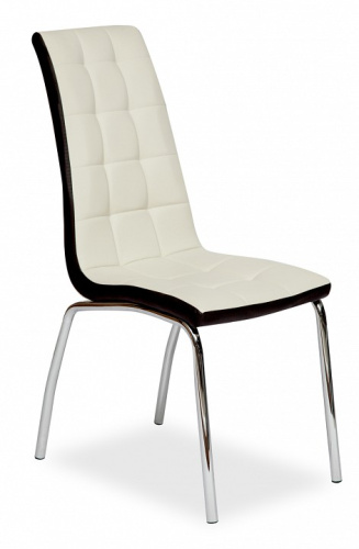 Стул ALESSI ( mod.36 ) металл/экокожа, 42 х 65 х 101 х 49 см, слоновая кость/темно-коричневый (окантовка)/хром (Поставляется только по 4 шт.. Фото №1