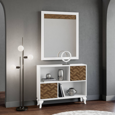 Узкая тумба NORA 3045.4 Blanco/Cedro. Фото