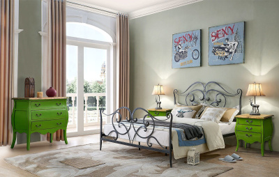 Тумбочка прикроватная FL 4015 зеленая. Фото