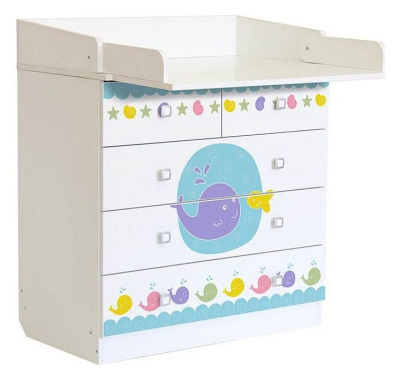 Комод пеленальный Polini kids Simple 1780 Морская история, белый. Фото №3