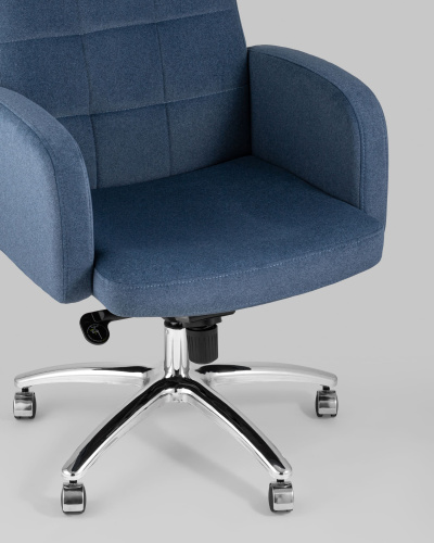 Кресло руководителя Лестер микровелюр темно-синий. Фото №9