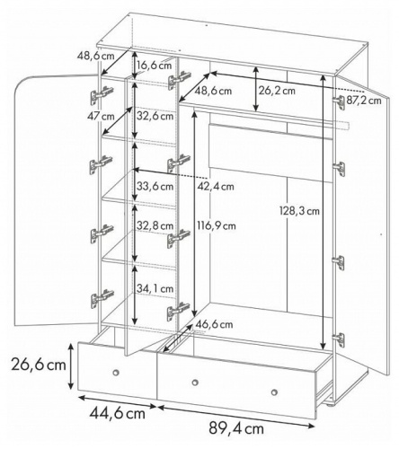 Шкаф платяной Polini Kids Disney Baby 101 Далматинец, белый. Фото №5