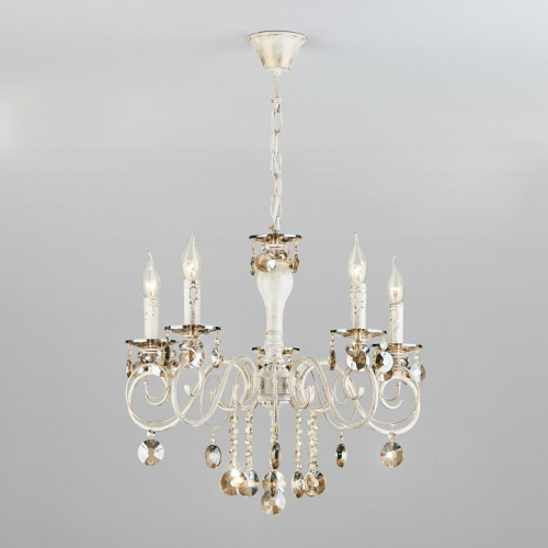 Подвесная люстра Eurosvet Ravenna 10104/5 белый с золотом/тонированный хрусталь Strotskis. Фото №2