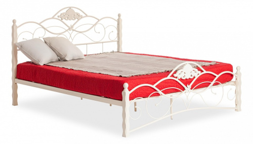 Кровать CANZONA Wood slat base дерево гевея/металл, 160*200 см (Queen bed), Белый (butter white). Фото №1