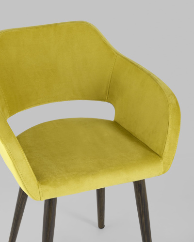 Стул с подлокотниками Саймон велюр золотистый. Фото №9