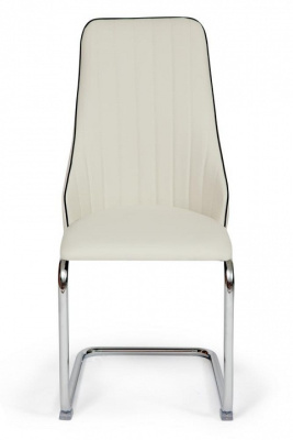 Стул FRATELLI ( mod.8415 ) металл/экокожа, 44х62х97х47см, хром/слоновая кость/пепельно-коричневый(окантовка) (поставляется только по 4 шт). Фото