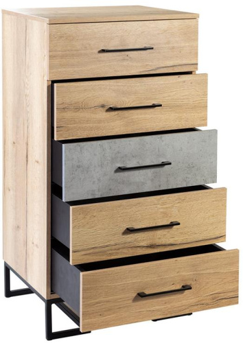 Комод с 5 ящиками Loft Дуб натур/Бетон. Фото №7