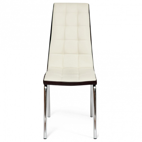 Стул ALESSI ( mod.36 ) металл/экокожа, 42 х 65 х 101 х 49 см, слоновая кость/темно-коричневый (окантовка)/хром (Поставляется только по 4 шт.. Фото №2