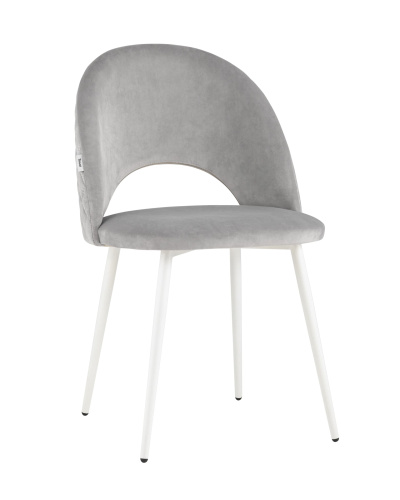 Стул Меган велюр с ромбами светло-серый белые ножки. Фото №2