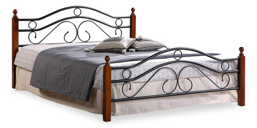 Кровать AT-803 дерево гевея/металл, 120*200 см (middle bed), красный дуб/черный фото Кровать AT-803 дерево гевея/металл, 120*200 см (middle bed), красный дуб/черный. Фото №1