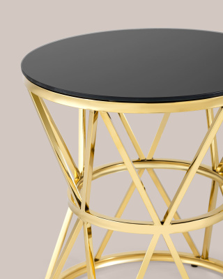 Журнальный стол 50*50 ВИВА золото стекло черное фото Журнальный стол 50*50 ВИВА золото стекло черное. Фото №5