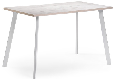 Стол деревянный Тринити Лофт 140 25 мм юта / белый матовый. Фото